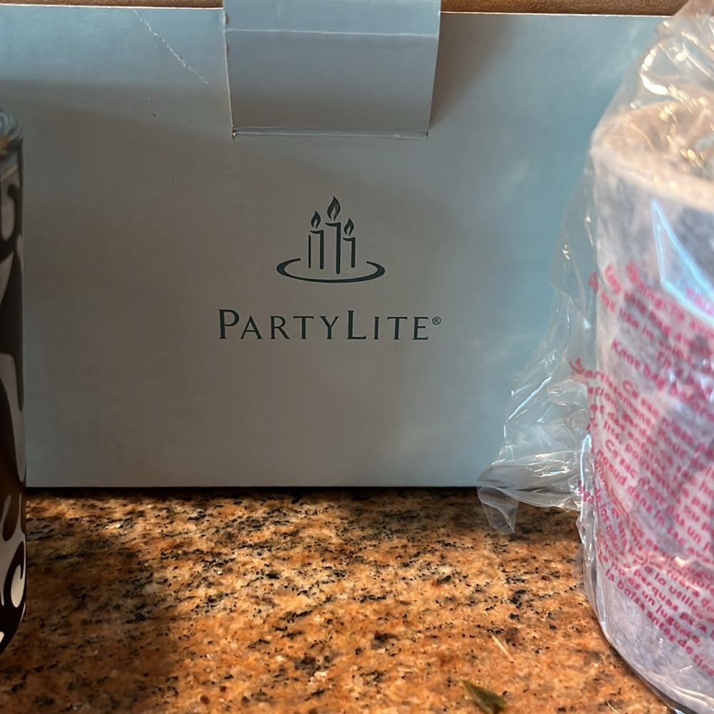 3” Tall PartyLite Black and White Swirl Votive Holder Two in box - Picture 4 of 4